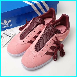 ★未使用 Adidas/アディダス GAZELLE スニーカー メンズ26cm/ピンク×バーガンディ/H06394/レザー/ローカット/外箱・タグ付き&1670900057