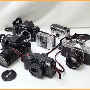 ★フィルムカメラ 6台セット/Nikon F-801/F60/Canon QUARTZ DATE/Ricoh AUTO HALF S/Kodak/KONICA/ケース等付属/ジャンク扱い&1579400630の画像1