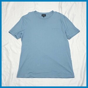 *Giorgio Armani/joru geo Armani short sleeves T-shirt 50/ men's M corresponding / light blue / Logo print / cotton 100%&1974200002