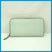 ★FENDI/フェンディ セレリア ラウンドファスナー 長財布 8M0299/ミントグリーン/レザー/小銭入れ有り/ロングウォレット&1978700007_画像1