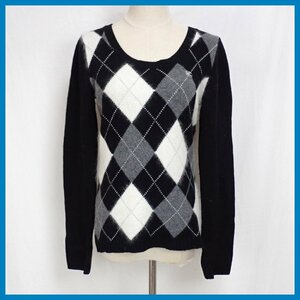 ★BURBERRY/バーバリー ブルーレーベル 長袖ニット 38/レディースM相当/ブラック×グレー系アーガイル/セーター&1975000005