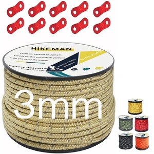 HIKEMAN テントロープ パラコード ガイロープ タープ用 反射材入り 耐荷重194kg キャンプ用品 パーツ 50m 3mm 103 6色から選択