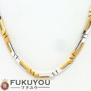 K18 YG/WG combination Gold design necklace 31.7g 44cm