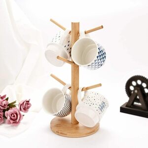  bamboo made mug tree glass stand tree cup stand cup rack mug stand drainer dry coffee cup holder kitchen 