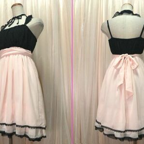 4-48☆LEST ROSE*肌色＆ブラックシフォン*パーティ＆フォーマルドレス/W32~43.B36~43☆の画像2