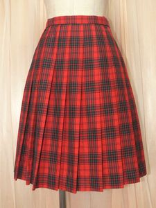 4-110*GIICHI DESIGN* red black tartan check * pleated skirt /7 number /W29~31.L53*