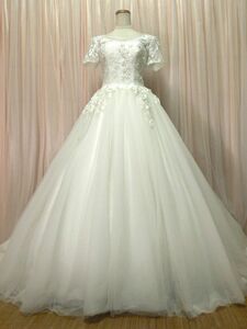 4-142* with defect * white race & soft multiple mesh skirt * wedding dress /W35.B41*