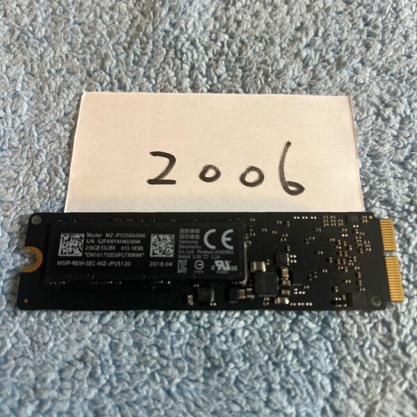 Apple純正 Macbook Pro PCIe SSD 256GB 超高速版(2006）