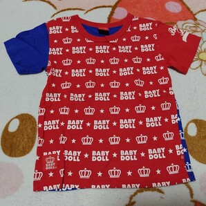 BABY DOLL半袖T110 赤×青の画像1