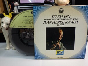 【￥1,000～】Reel-to-reel-tape 7inch｜オープンリール★4TRACK/19cm/s★TELEMANN：TWELVE FANTASIES for FLUTE SOLO｜J-P.RAMPALランパル