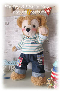 Art hand Auction Duffy*SherryMay♪S size ★طقم هودي مخطط باللون الأزرق الفاتح ★Nachukawa*زي ★Gelatoni Stella Lou ★صناعة يدوية, شخصية, ديزني, دافي