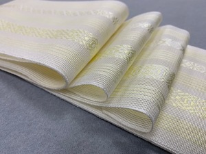  rare goods! Special on [ forest Hakata quality product date tighten ]. material for summer * silk date tighten ( white ground light lemon color )