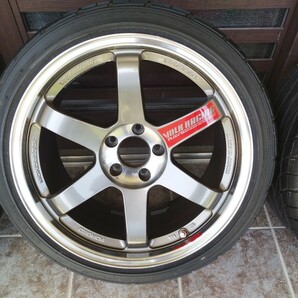 RAYS VOLK RACING TE37SL18インチ 9.5j 22 5H 114.3 4本 レイズ GT-R スカイライン ランエボ STI レブスペック 255/35 バリ山の画像3