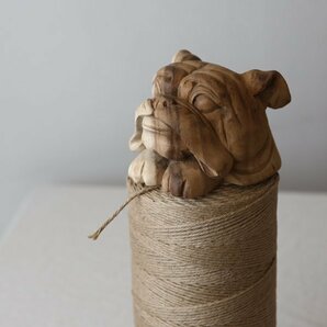 １０００円からスタート 天然無垢ウッド 手彫り木彫りART アニマル  ペーパー スタンド  キッチンペーパー ホルダーDOG犬イヌW02Aの画像3