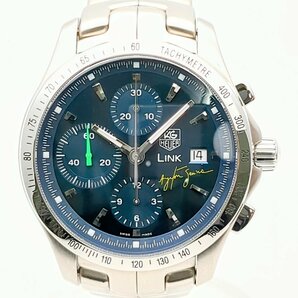 TAGHEUER タグホイヤー アイルトン・セナ リンク 限定モデル CJF2113 腕時計 メンズ 自動巻き 動作品 クロノグラフ デイト 青文字盤の画像1