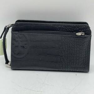 *BN4112*CASTELBAJAC Castelbajac clutch bag second bag leather black type pushed . steering wheel attaching 