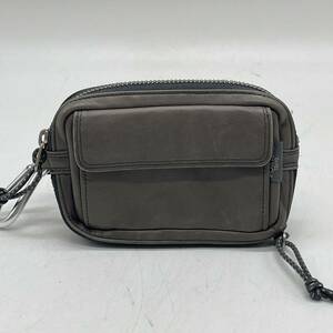 KO1862□PORTER ポーター レザー ポーチ 財布 ベルトバッグ カラビナ付き カーキグレー系