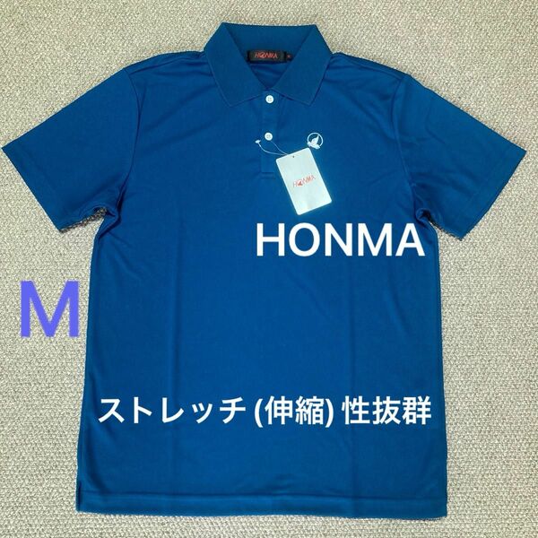 本間 HONMA ホンマ ゴルフウェア 半袖 ポロシャツ ネイビーブルーM