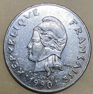 フランス ニューカレドニア 50フラン硬貨 1990年 アンティークコイン コレクション 外貨 外国コイン古銭 