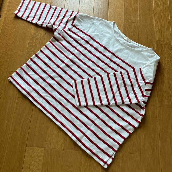 I.T.'S. international赤ボーダーTシャツ　七分袖 ボーダーカットソー