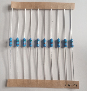 7.5KΩ metal film resistance 1/4W error 1% height quality version 10 pcs set 