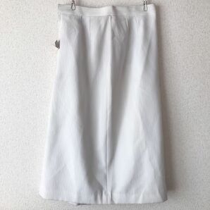 新品 デッドストック ストライプ 白 ひざ丈 スカート　M〜L