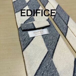【極美品】EDIFICE エディフィス メランジ　ブロックストライプ　ネップ　ネクタイ