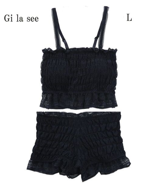 ブラジャー ショーツ セットチューブトップ ベアトップ ペチパンツ ペチコート パンツ インナー 下着 黒 L