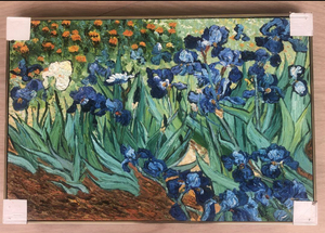 Art hand Auction Perfect wooden painting of Van Gogh's Irises. Amazing artist's copy. Guaranteed to be hand-painted, just like the real thing. Hard to find., Painting, Oil painting, Nature, Landscape painting