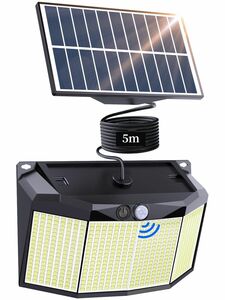 ソーラーライト 分離式センサーライト 4000ルーメン 576LED 屋外室内 強力 高感度人感センサー 太陽光発電 自動点灯