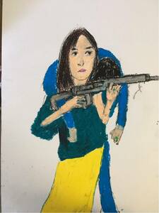 Art hand Auction 아티스트: Hiro C 오리지널 여자친구는 군대, 그림, 오일 페인팅, 초상화