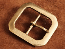 真鍮製 レザーベルト用バックル スクエア（八角形）ベルト幅40mm：ブラス ギャリソンベルト 大きい カスタムパーツ メンズ 交換_画像2