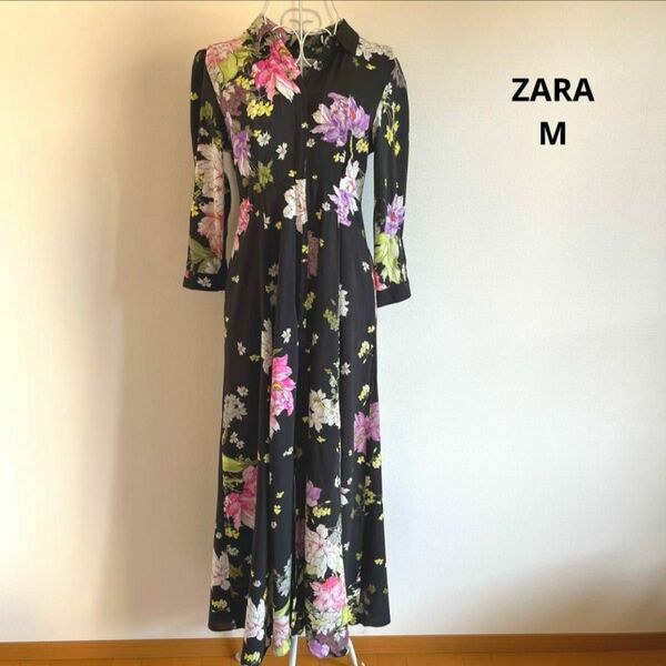 ZARA 花柄ロングワンピース