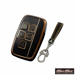  Land Rover for Gold line TYPE A 5 button TPU soft smart key case black / Father's day Mother's Day present [ mail service postage 200 jpy ]
