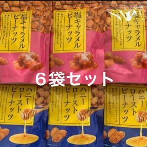 【豆菓子】塩キャラメル・ハニーローストピーナッツ 80g×6袋 合計480g おつまみ おやつ 詰め合わせ ★最終お値下げ★