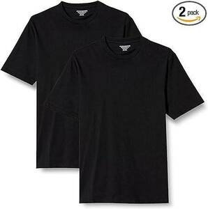 新品■Amazon Essentials Tシャツ 2枚組 クルーネック レギュラーフィット 半袖 メンズ ブラック XS (日本サイズS相当)