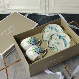 ウェッジウッド wedgwood　翡翠　花鳥柄　ティーカップ　ソーサー　2客セット　洋食器 インテリア コーヒーカップ