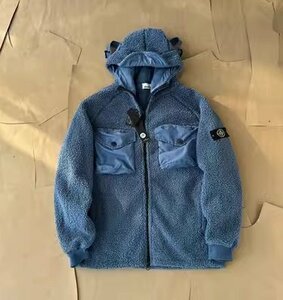 STONE ISLAND　メンズ　ジャケット　パーカ　もこもこ　フード付き　M-2XL　サイズ選択可能　ブルー　3152