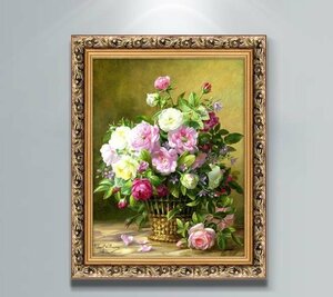 Art hand Auction Oil Painting Still Life Corridor Mural Rose Drawing Room Wall Painting Entrance Decoration Decorative Painting 221, painting, oil painting, still life painting