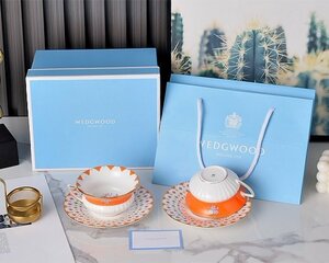 ウェッジウッド wedgwood ティーカップ＆ソーサー　2客セット　洋食器 インテリア コーヒーカップ ティーカップ オレンジ