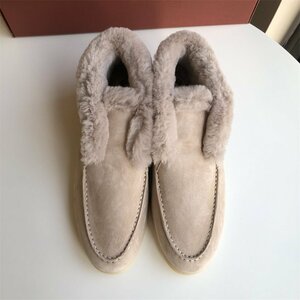 Loro Piana　ロロピアーナ　レディース　ブーツ　ハイカット　ボア　防寒　レザー　スエード　35-40　サイズ選択可能　3270