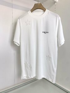 送料無料 AMIRI アミリ メンズ　Tシャツ　丸首　半袖　文字ロゴ　星マーク　1586-L