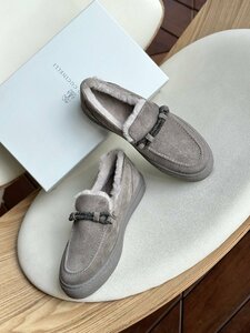 Brunello Cucinelli　ブルネロクチネリ　レディース　ローファー　スリッポン　レザー　ファー　35-40　サイズ選択可能　2374