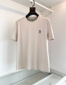 送料無料　ブルネロクチネリ　BRUNELLO CUCINELLI メンズ　Tシャツ　刺繍ロゴ　背中文字　シンプル　半袖　M-3XL　サイズ選択可能　4356