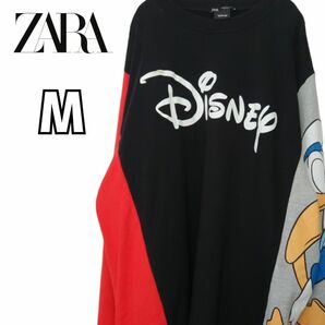 ZARA ディズニー スウェット トレーナー 古着 ドナルドダック M プリント