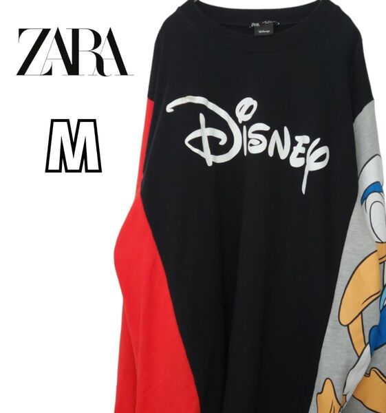 ZARA ディズニー スウェット トレーナー 古着 ドナルドダック M プリント