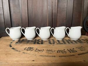 5個セット ミルクポット レトロ 喫茶 クリーマー 白磁 シンプル アンティーク 陶器 カフェ ヴィンテージ 蔵出し カフェラテ 古い ホワイト