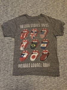 The Rolling Stones 94/95 Voodoo Lounge Tour Flags Bravado Gray T-Shirt