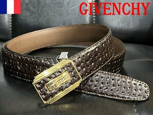 フランス製 GIVENCY カーフレザーベルト 105/42 ジバンシィ ジバンシー