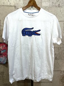 美品 ラコステ 刺繍 ビッグロゴ Tシャツ M メンズ LACOSTE TH478LJ ビッグワニ